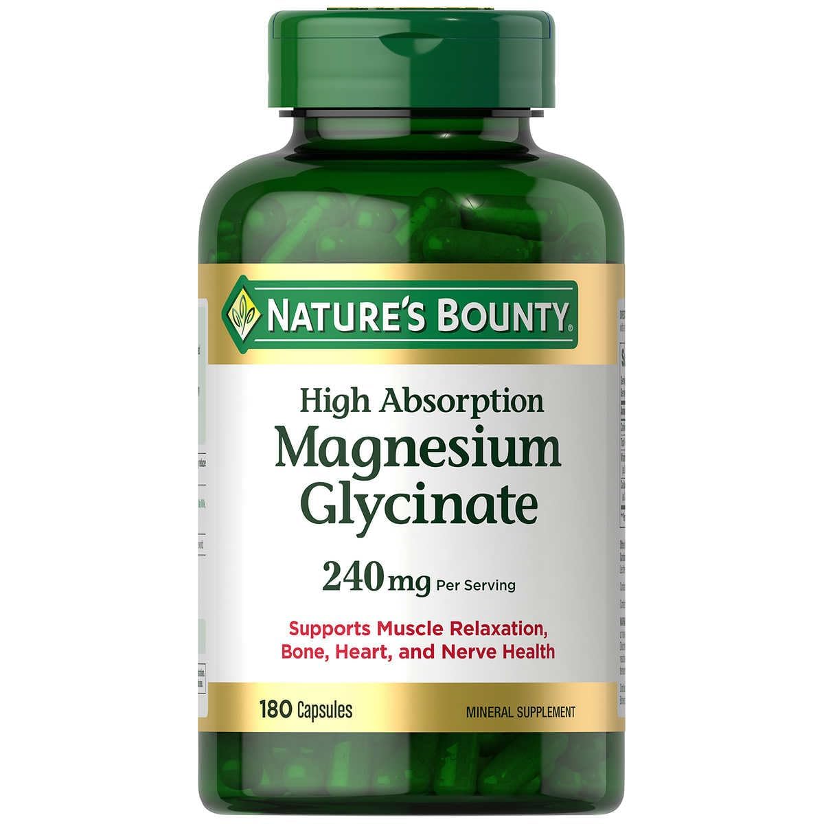 Natures Bounty Magnesium Glycinate Large Bottle for Muscle and Nerve Health
| Natures Bounty Magnesium Glycinate 180 Ca