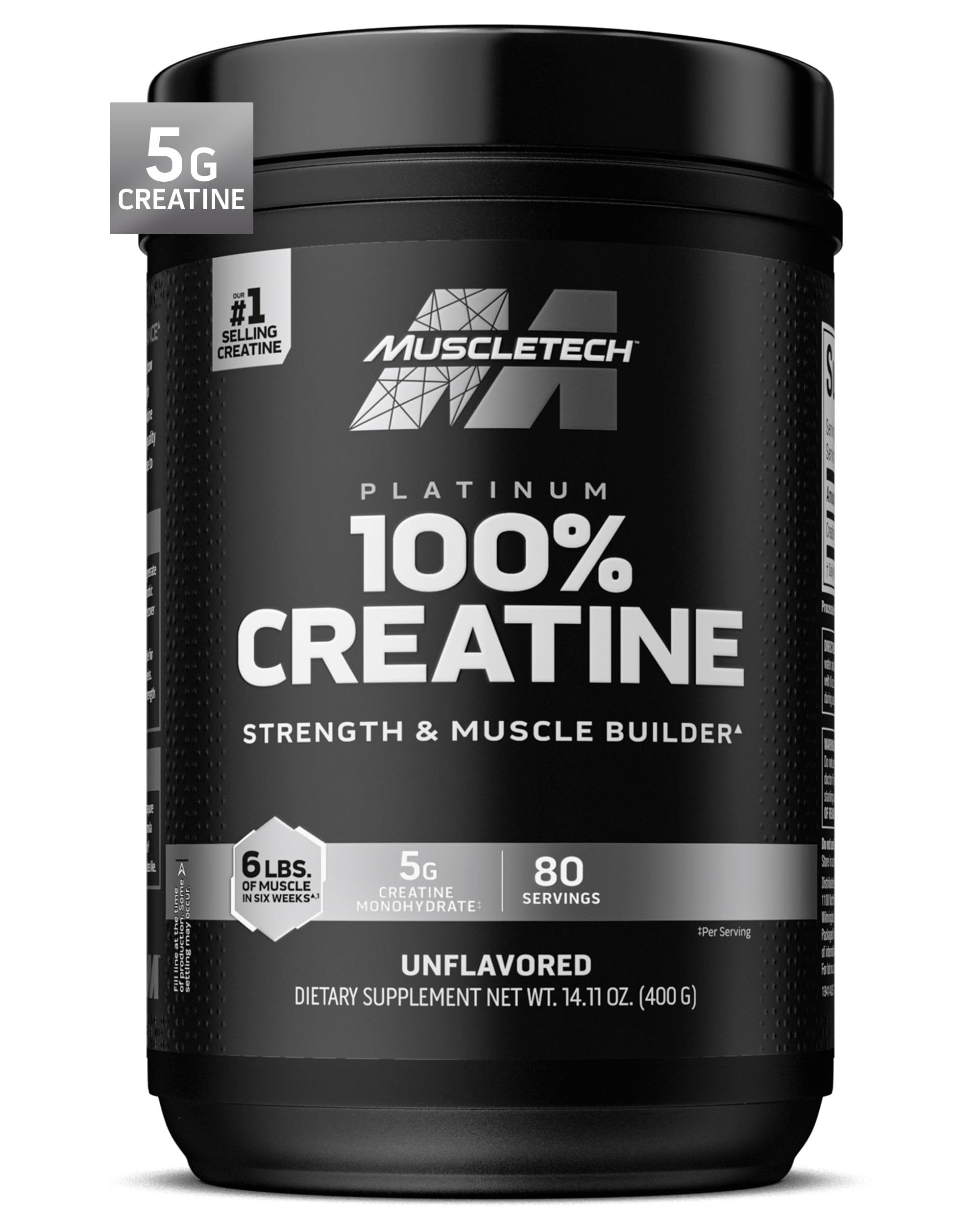MuscleTech Creatine Monohydrate Powder, Platinum Pure - Unflavored Micronized Creatine for Performance and Muscle Recove