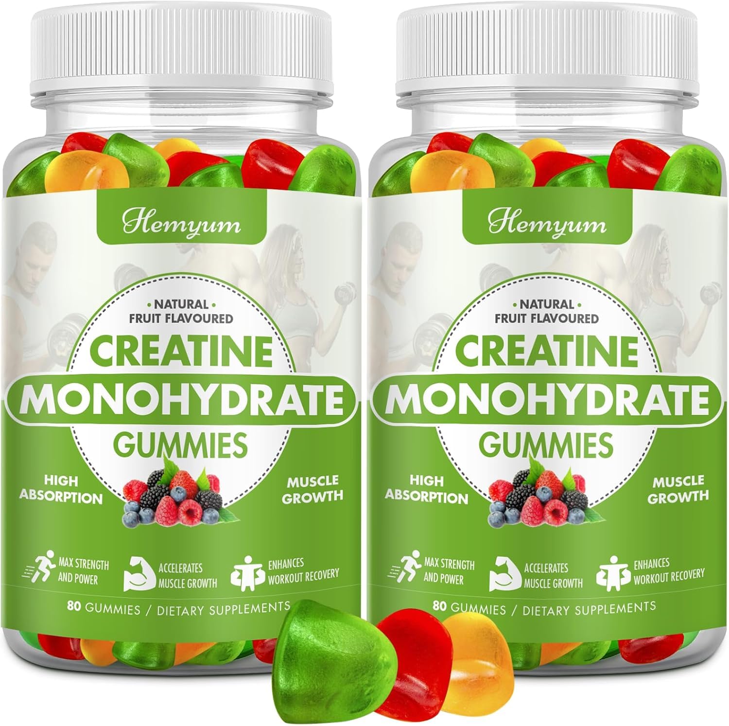 Creatine Monohydrate Gummies for Men Women - Enhanced Muscle Strength & Endurance, Boost Focus, 5g Creatine per Serving,