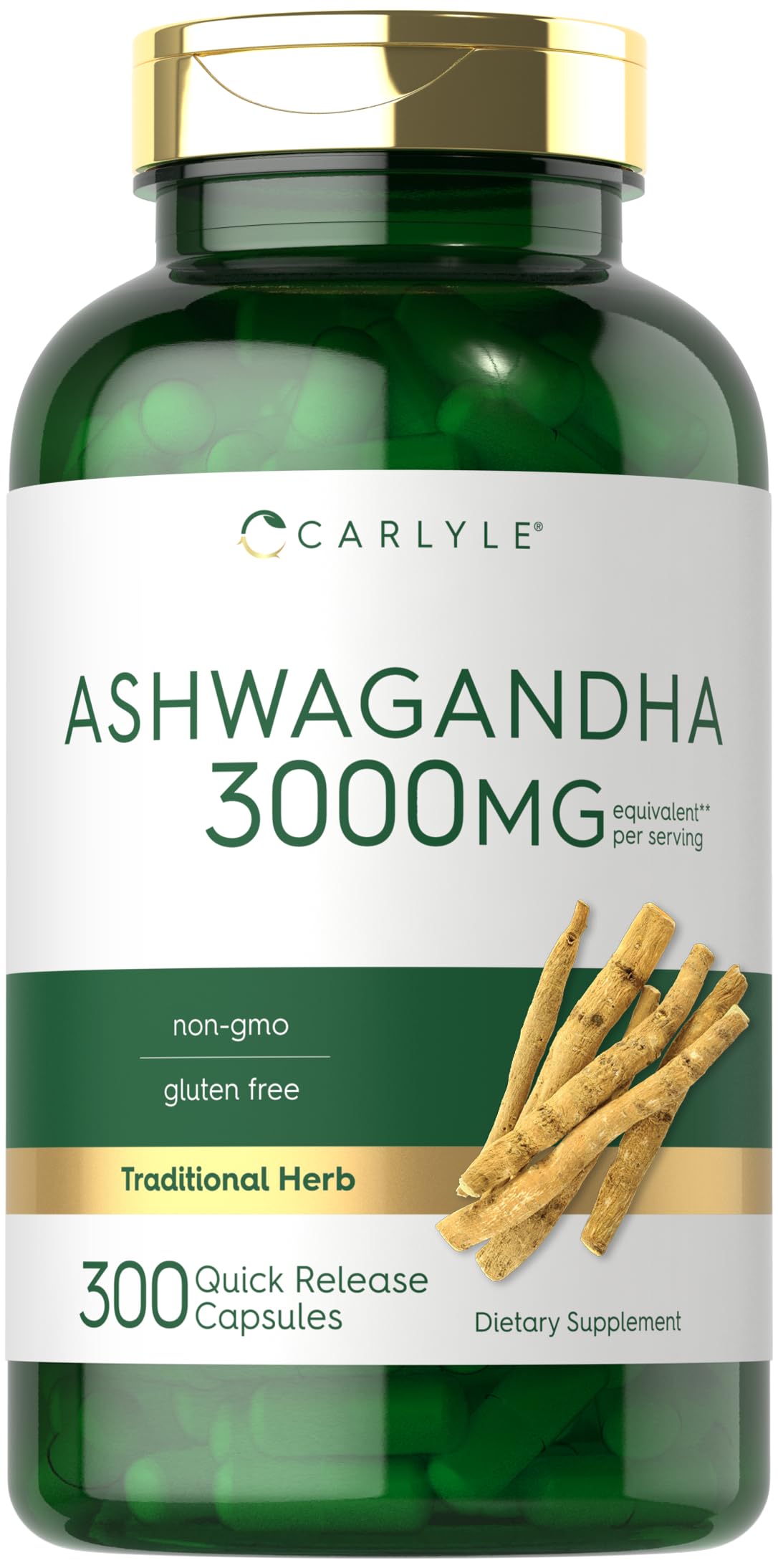 Carlyle Ashwagandha Supplement 3000mg for Stress Relief | Non-GMO, Gluten Free | For Stress Reduction and Relaxation | 3