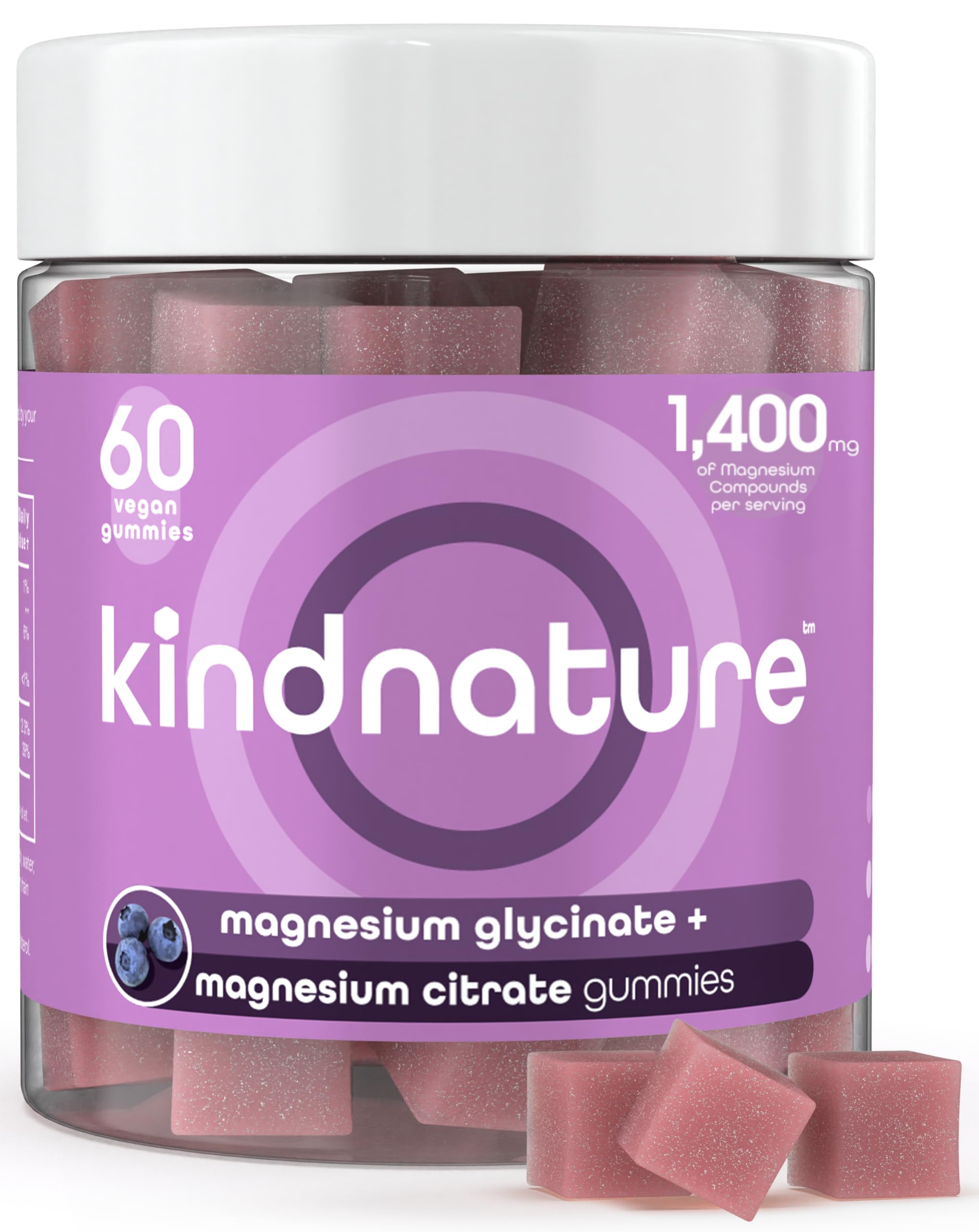 Calm Magnesium Complex Gummies for Sleep & Stress - Kind Nature Magnesium Glycinate & Citrate - Vegan Supplement for Wom