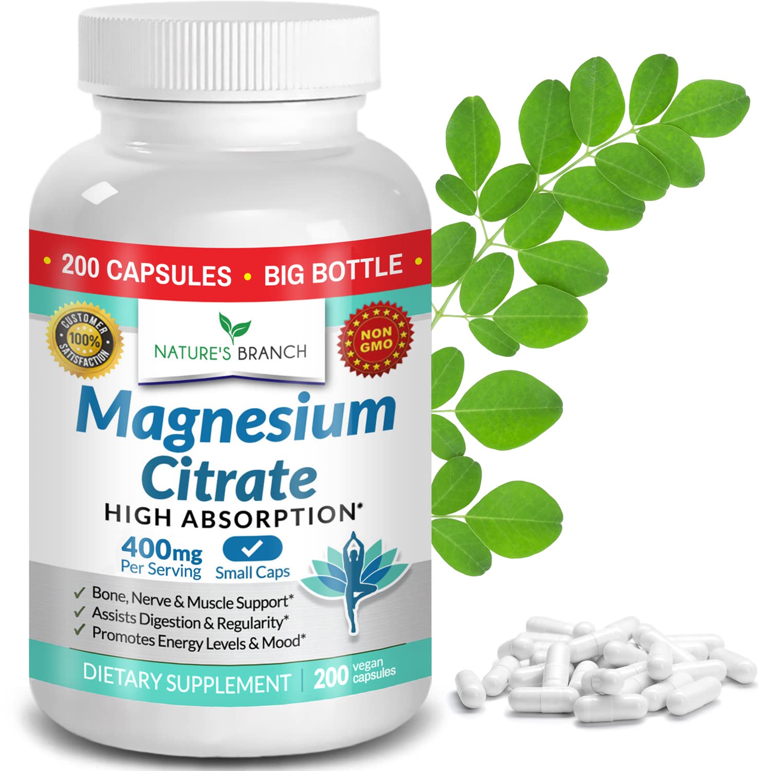 Magnesium Citrate 400mg - High Potency for Sleep & Leg Cramps - Easy to Swallow for Women & Men - Vegan Supplement - Mad