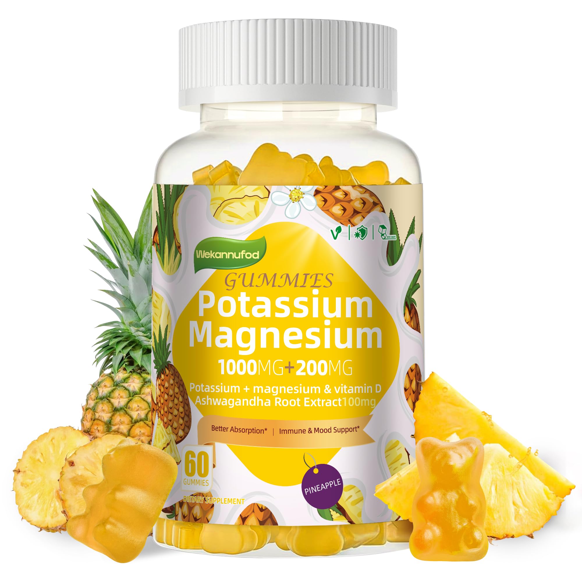 High Absorption Magnesium Glycinate Gummies, Sugar-Free for Adults and Kids to Relieve Leg Cramps and Support Muscle He