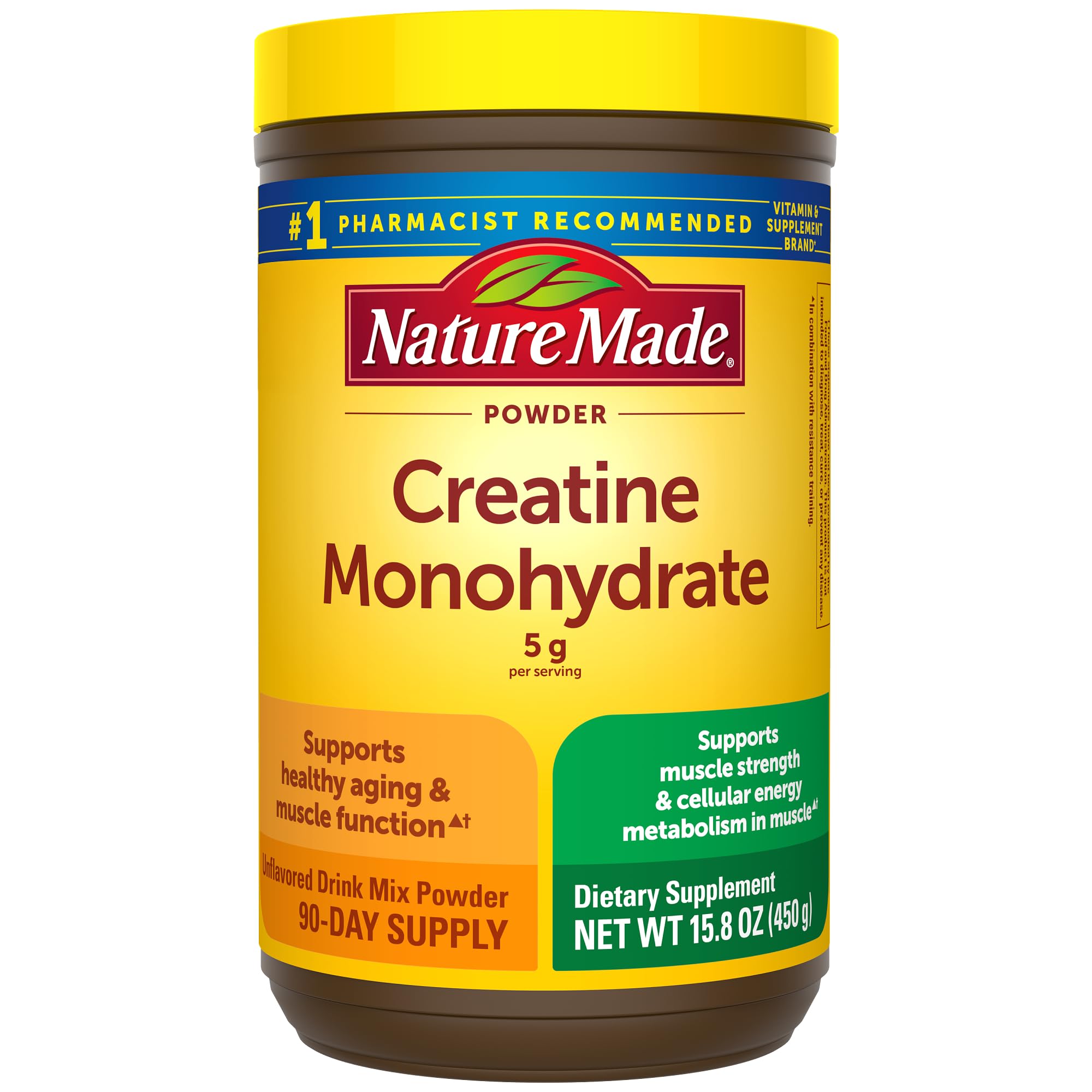 Nature Made Creatine Monohydrate Powder for Muscle Support, Athletes, Workout Recovery, 450g, 90 Day Supply  
Nature Mad