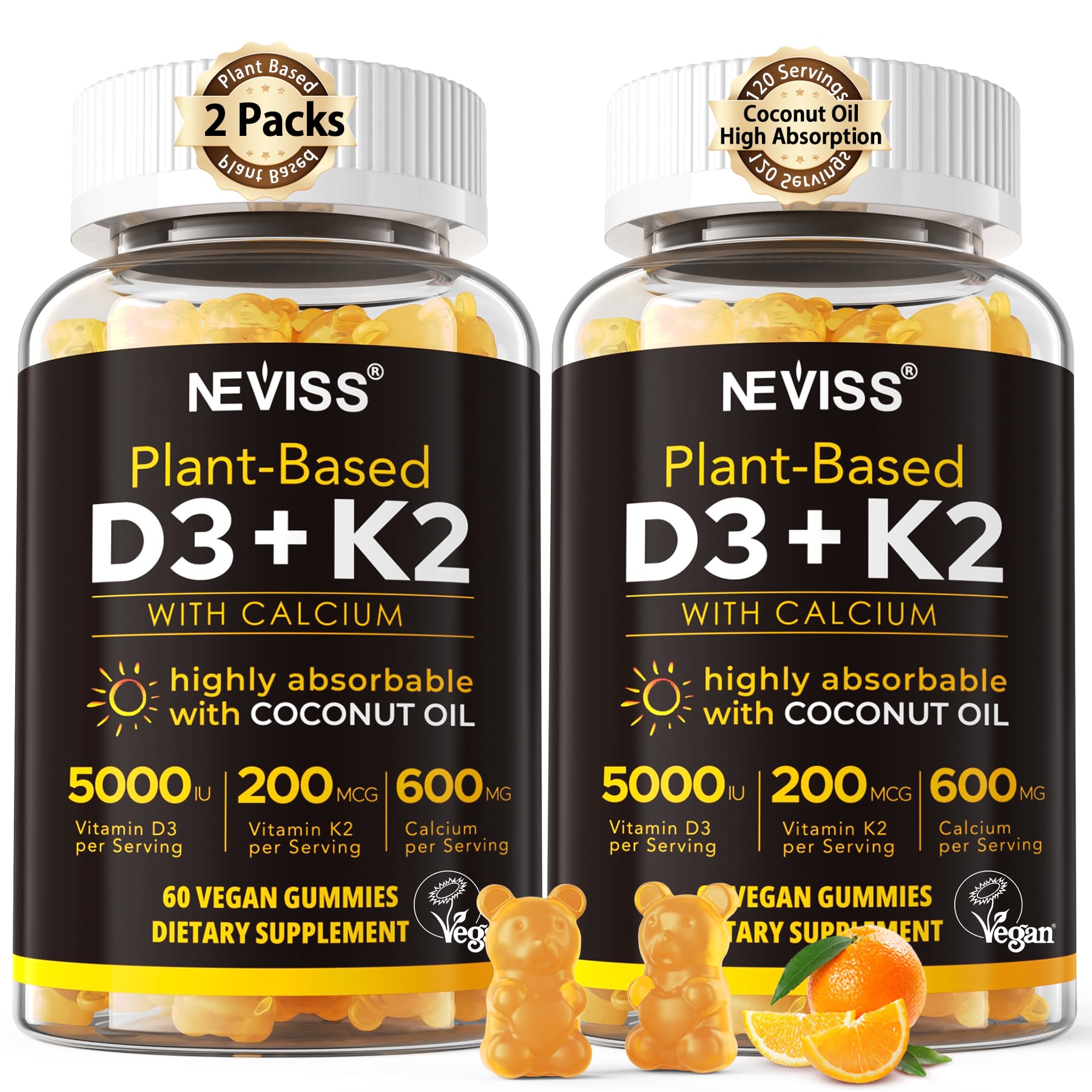 High Absorption Vitamin D3 5000iu & K2( as MK7 ) 200mcg Gummies for Bones & Muscle Support
| Maximum Strength Vitamin D